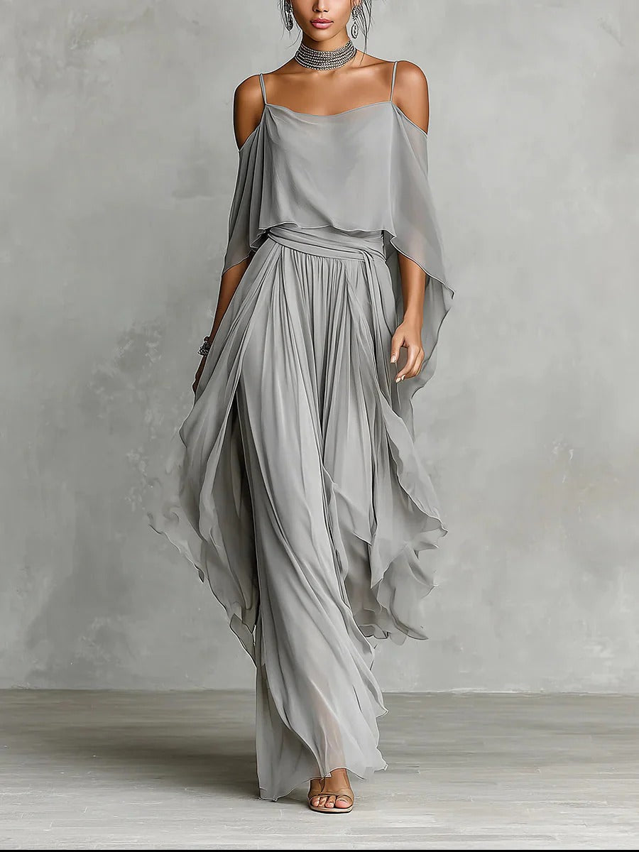 INÉS | Conjunto de gasa en gris | Blanca Vela