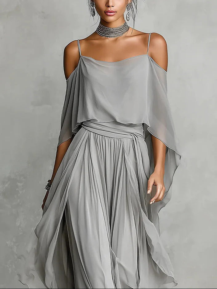 INÉS | Conjunto de gasa en gris | Blanca Vela
