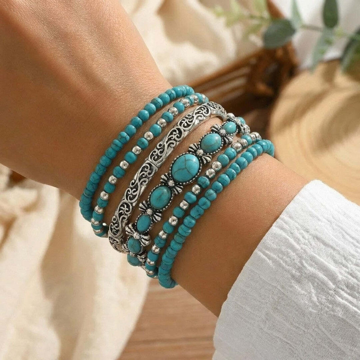 Mirella™ - Colección de Pulseras Boho con Cuentas Turquesas | Blanca Vela