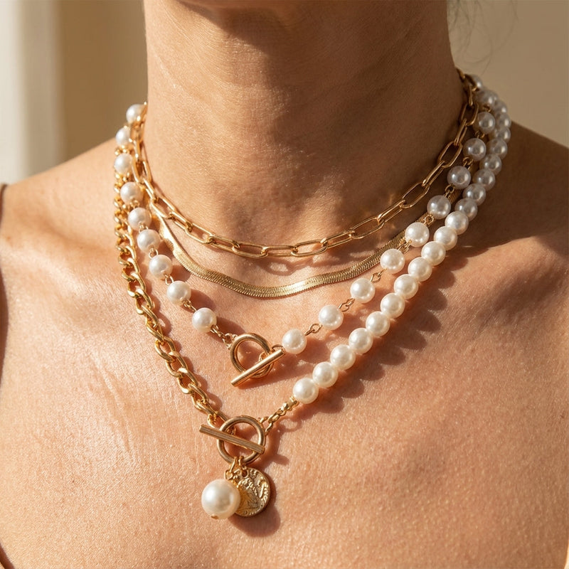 Set de Collares en Capas con Perlas Modernas | Blanca Vela