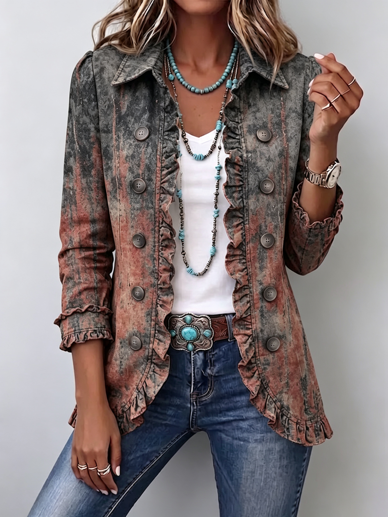 Flaminia | Chaqueta Vintage Estampado Degradado Texturizado | Blanca Vela