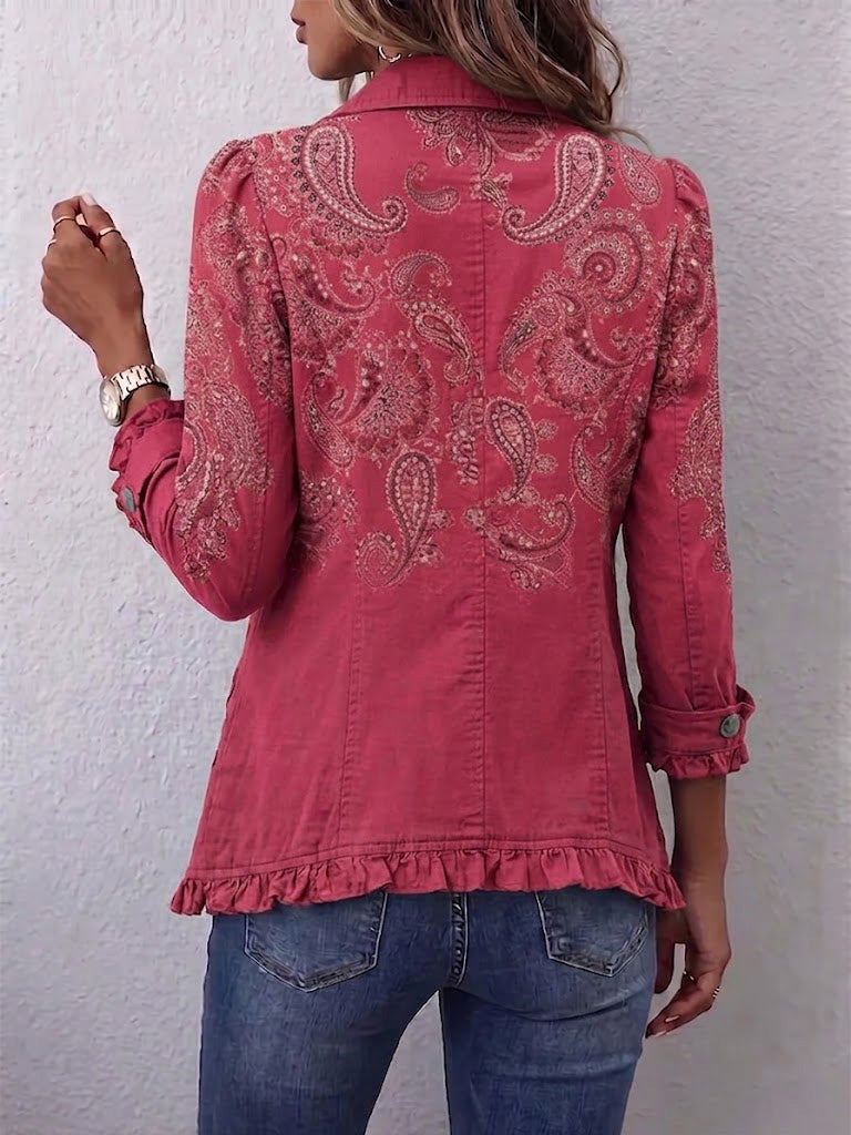 Isotta | Chaqueta Paisley Vintage Rosa Palo con Volantes | Blanca Vela