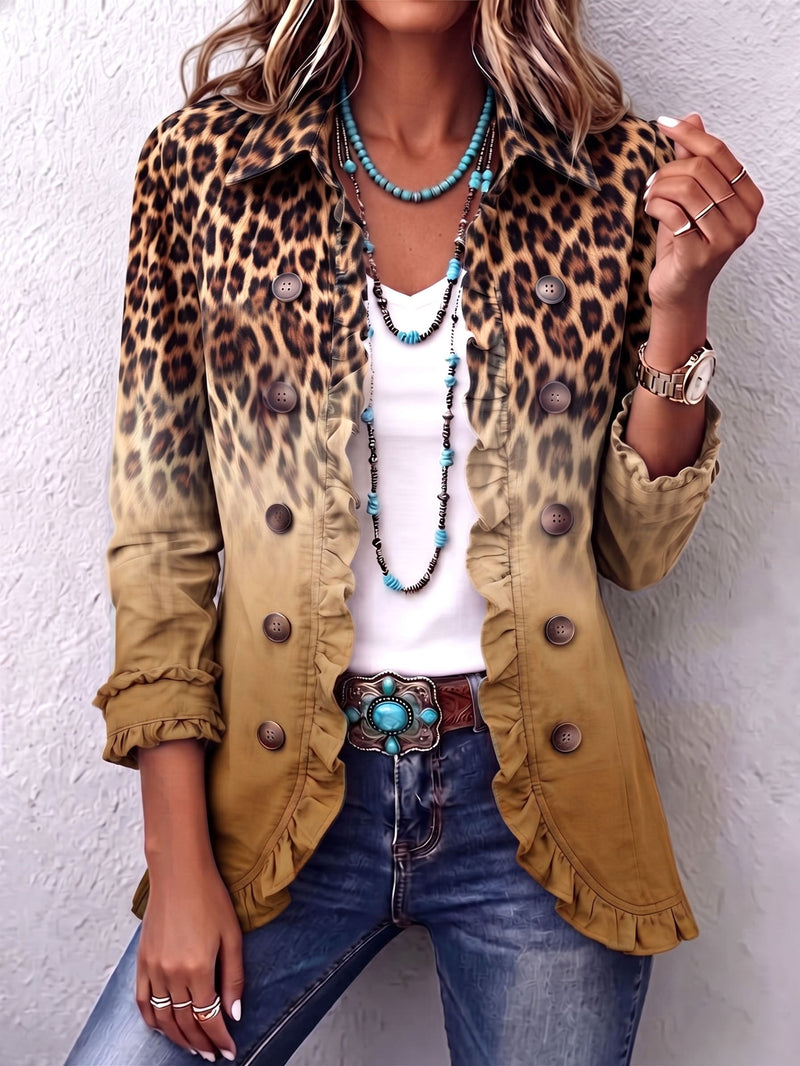 Paola | Blazer de Leopardo Degradado Ocre | Blanca Vela