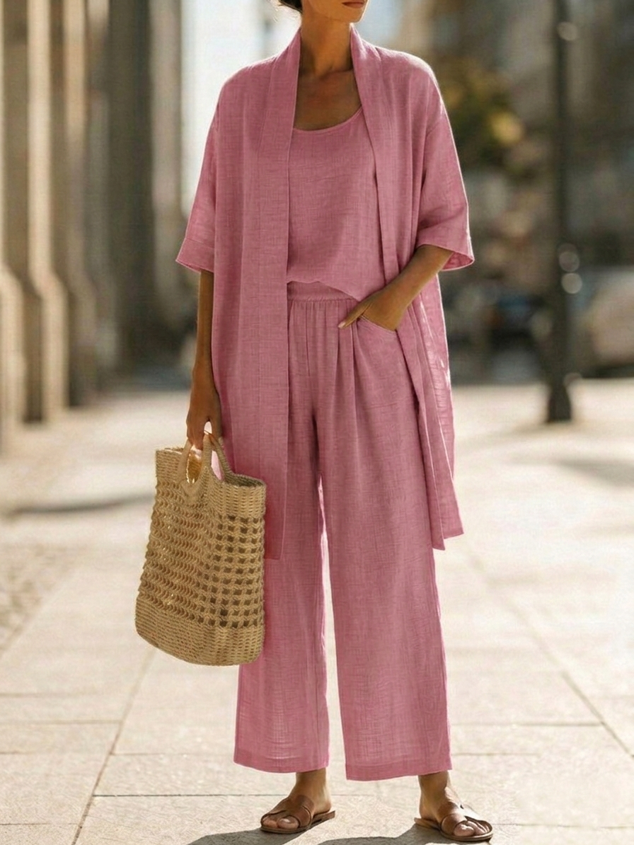 Isa | Conjunto Tres Piezas Elegancia Sin Esfuerzo | Blanca Vela