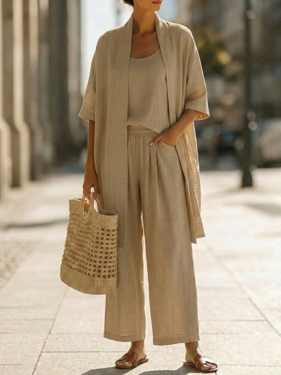 Isa | Conjunto Tres Piezas Elegancia Sin Esfuerzo | Blanca Vela