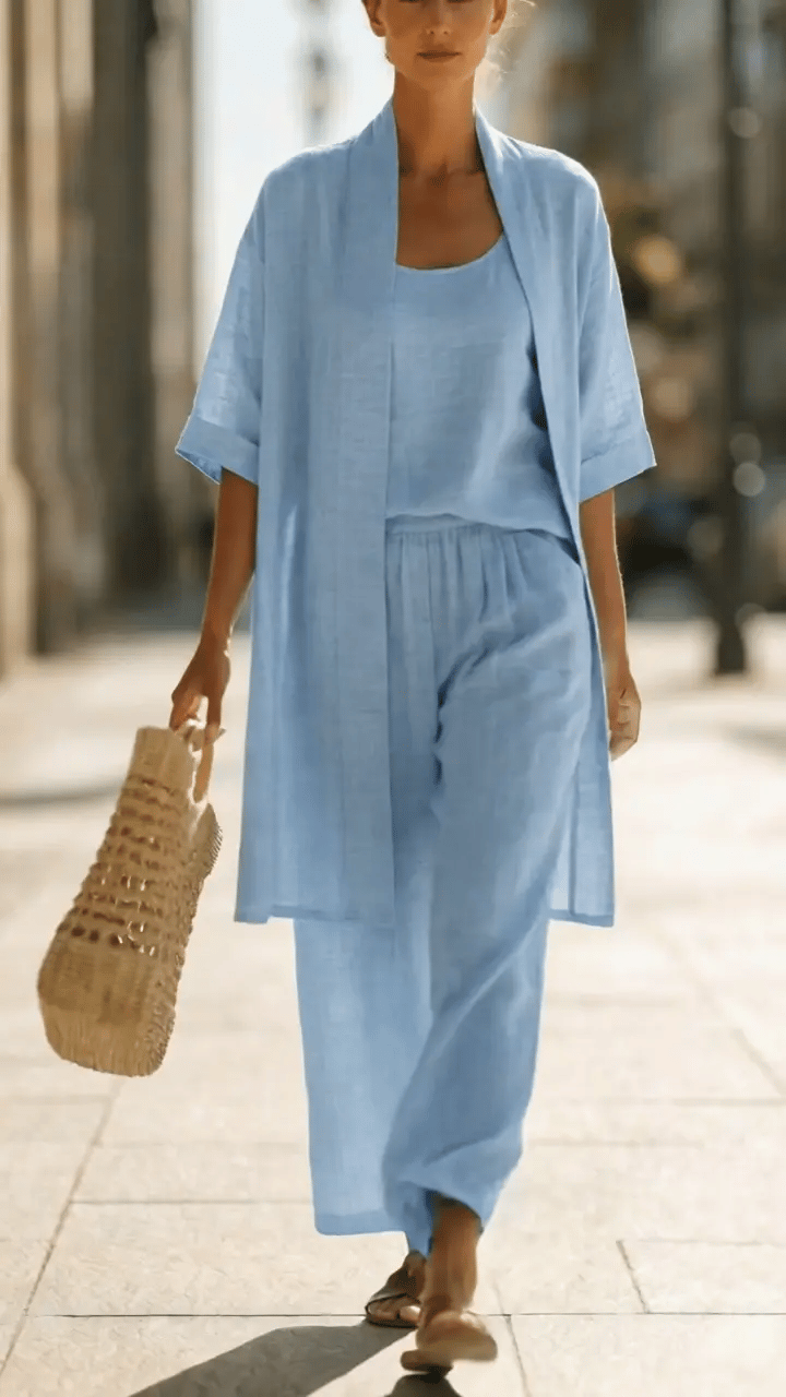 JULIA | Conjunto de lino de tres piezas | Blanca Vela