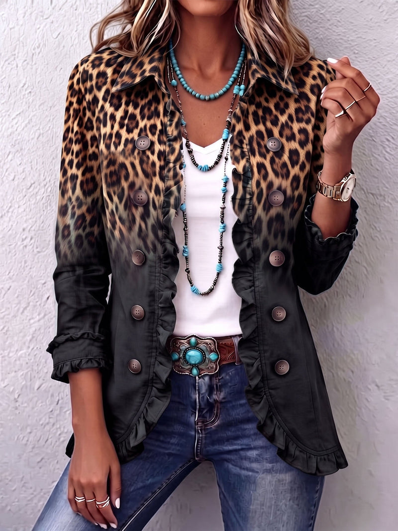 Valentina | Blazer de Leopardo Degradado Antracita | Blanca Vela