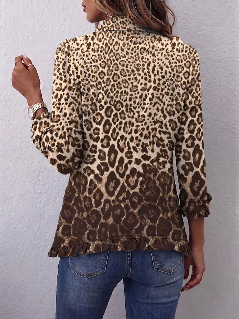 Ombretta | Chaqueta de Leopardo Multicolor con Volantes | Blanca Vela