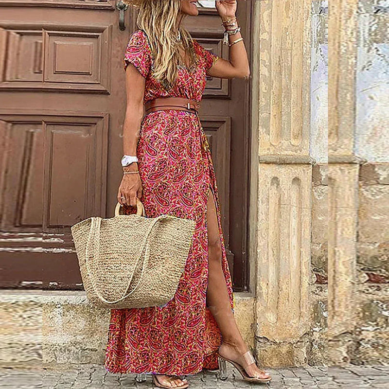 Joselin™ – Vestido largo bohemio y vaporoso con cinturón | Blanca Vela