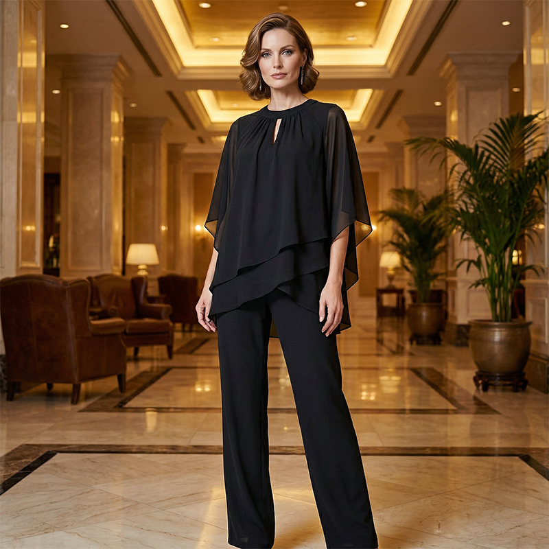 Jeannine | Conjunto Chemisier Asimétrico Superpuesto y Pantalón Ancho | Blanca Vela
