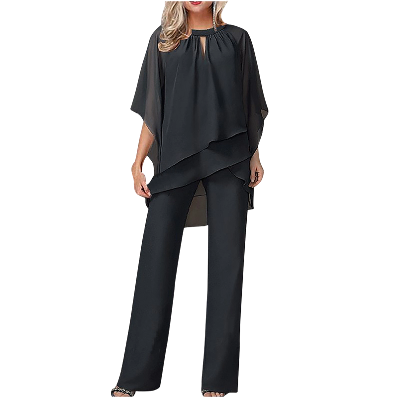 Jeannine | Conjunto Chemisier Asimétrico Superpuesto y Pantalón Ancho | Blanca Vela