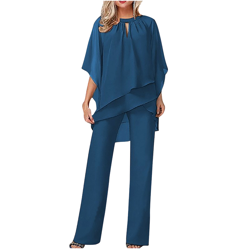 Jeannine | Conjunto Chemisier Asimétrico Superpuesto y Pantalón Ancho | Blanca Vela