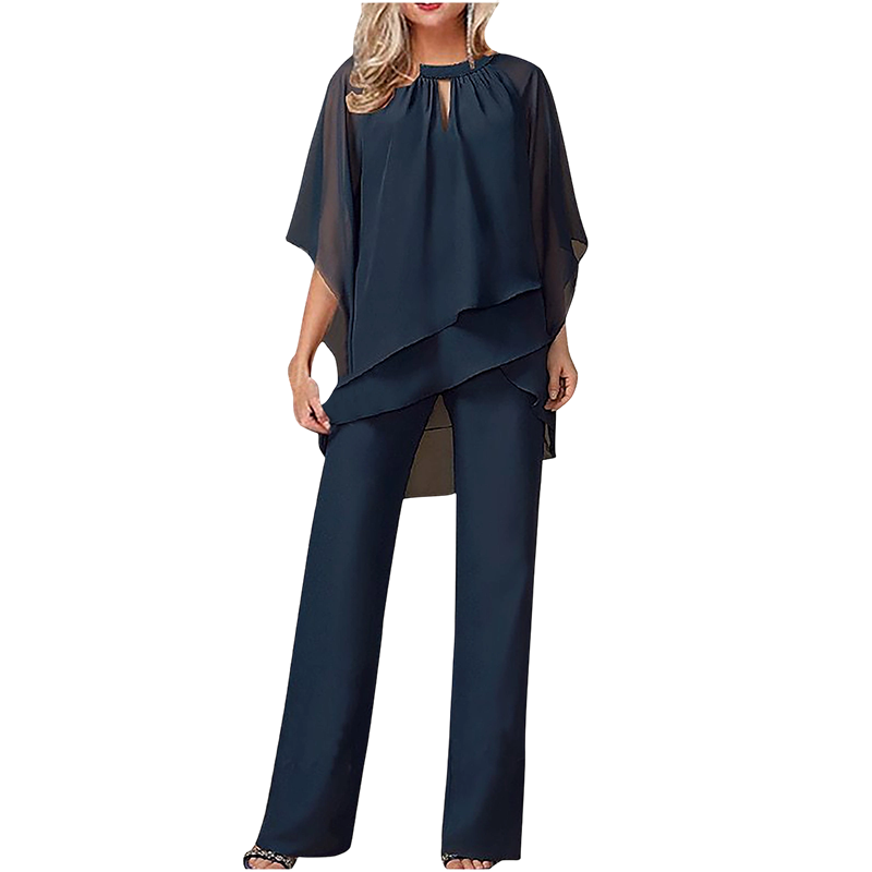Jeannine | Conjunto Chemisier Asimétrico Superpuesto y Pantalón Ancho | Blanca Vela
