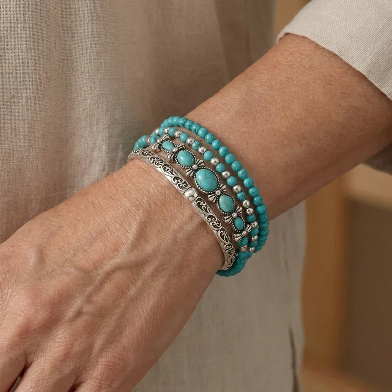 Mirella™ - Colección de Pulseras Boho con Cuentas Turquesas | Blanca Vela
