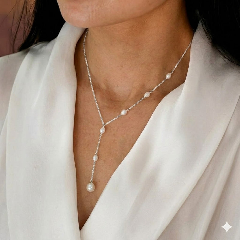 Collar Lariat con Perlas Cascada | Blanca Vela
