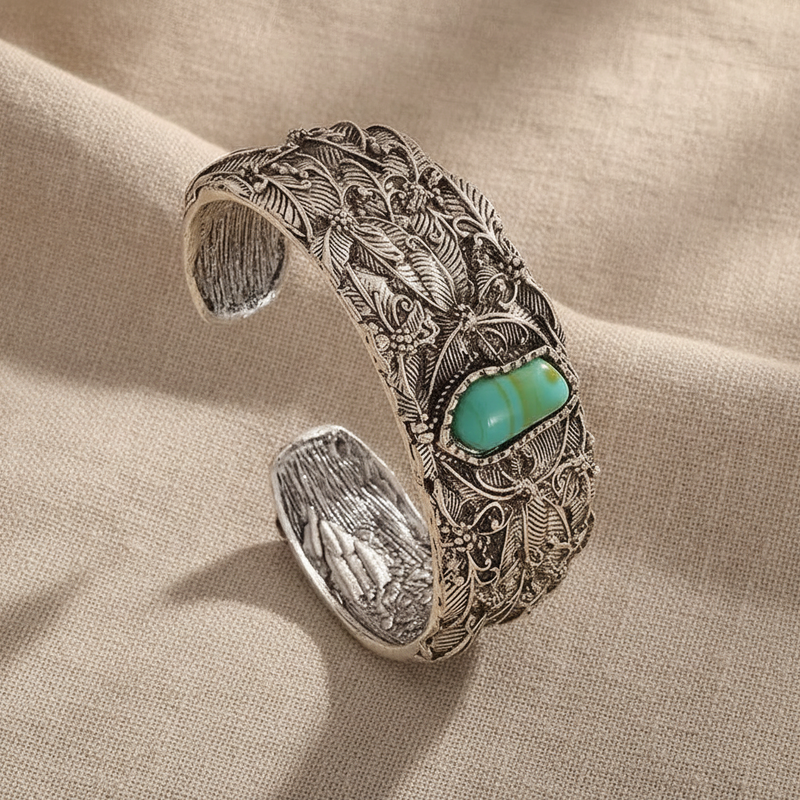 Teodora™ - Pulsera Cuff Vintage con Turquesa | Blanca Vela