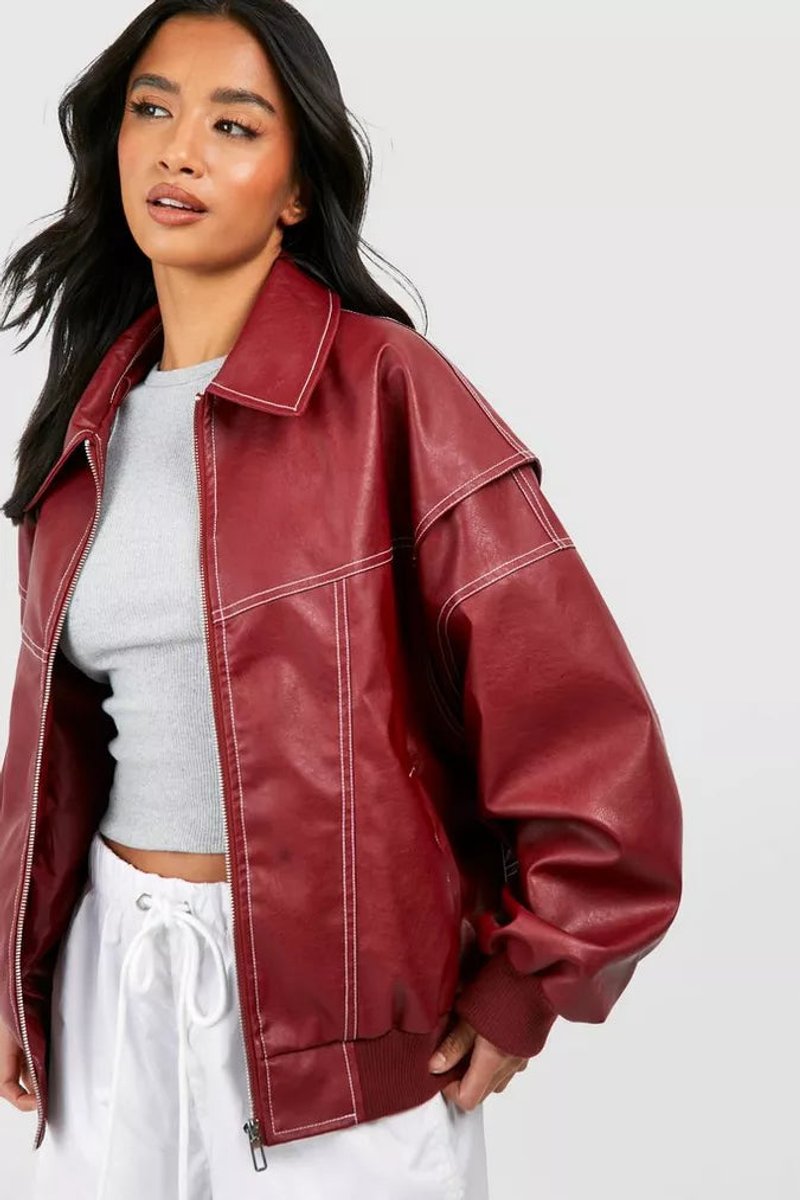 Renée | Bomber Oversize con Costuras de Contraste | Blanca Vela